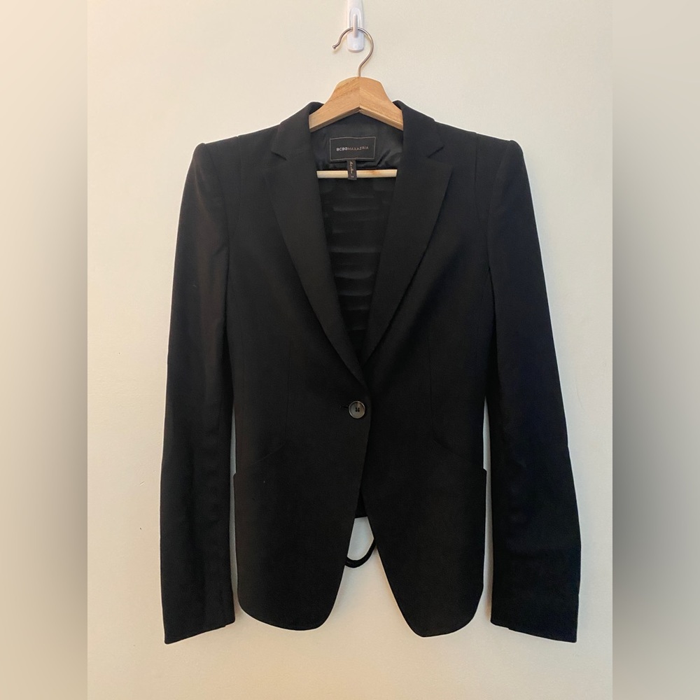 BCBGMaxAzria Sheared Woven Back Blazer